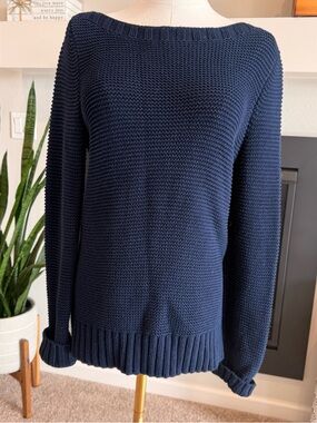 Talbots Navy Boatneck Knit Sweater